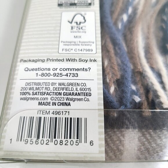 NWT Modern Expressions Grey Blue Men's Fringe Rectangular Scarf - Picture 5 of 7